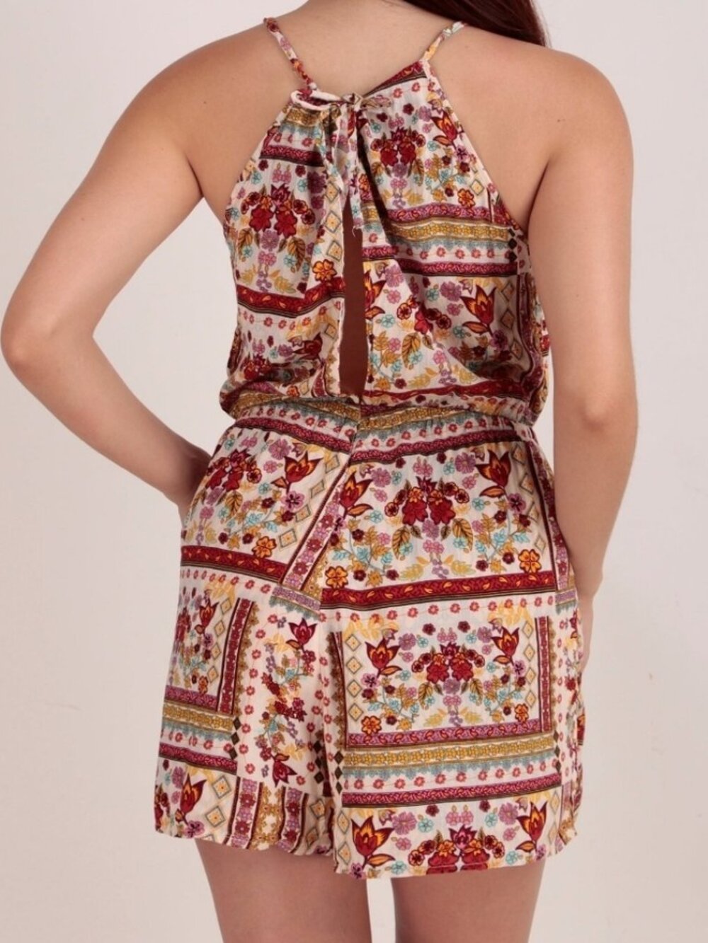 Coachella Collection Floral Halter Romper